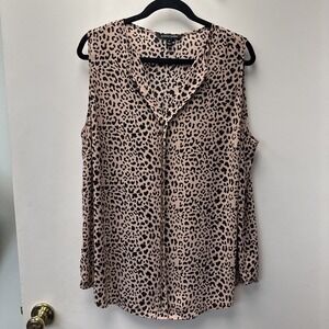 41 Hawthorn Pink Beige Leopard Print Sleeveless Tank Top